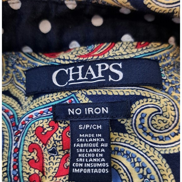 Chaps Size S Blouse Paisley No Iron 3 /4 Sleeve Button Front Career Preppy - Picture 5 of 8